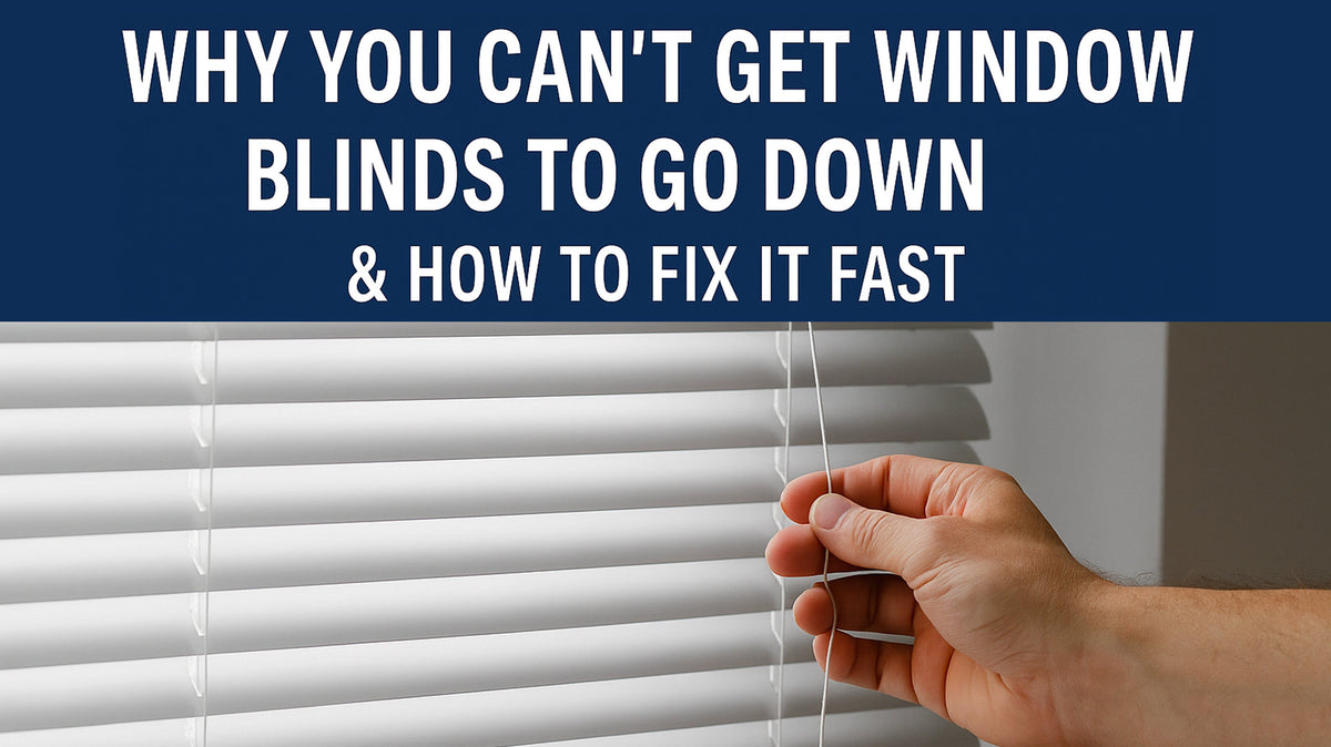 Person pulling window blinds cord — why blinds won't go down and how to fix it
