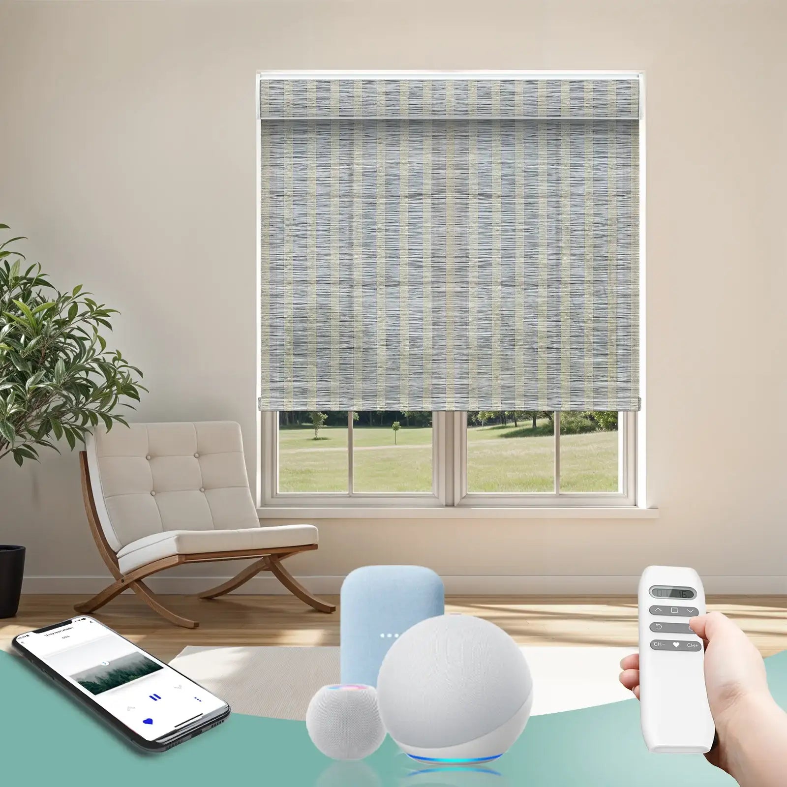 BlindsMagic Motorized Bamboo Shades app remote control voice control – bamboo shades