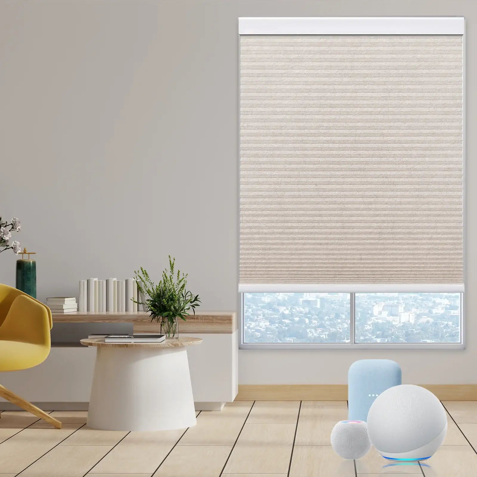 BlindsMagic Motorized double layer Cellular Shades Whimsy smart home living room – cellular shades