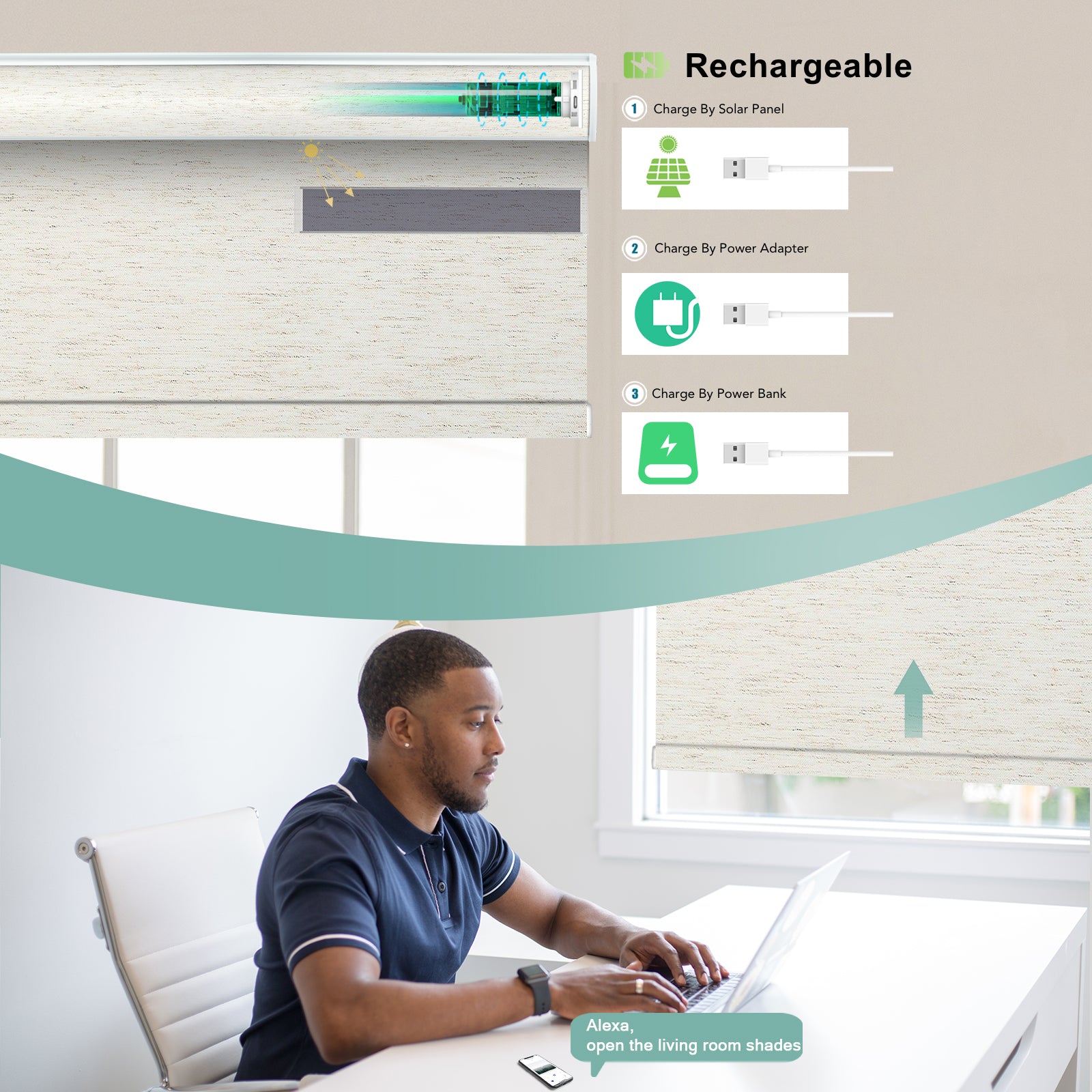 Roller Shades 100% Blackout Linen
