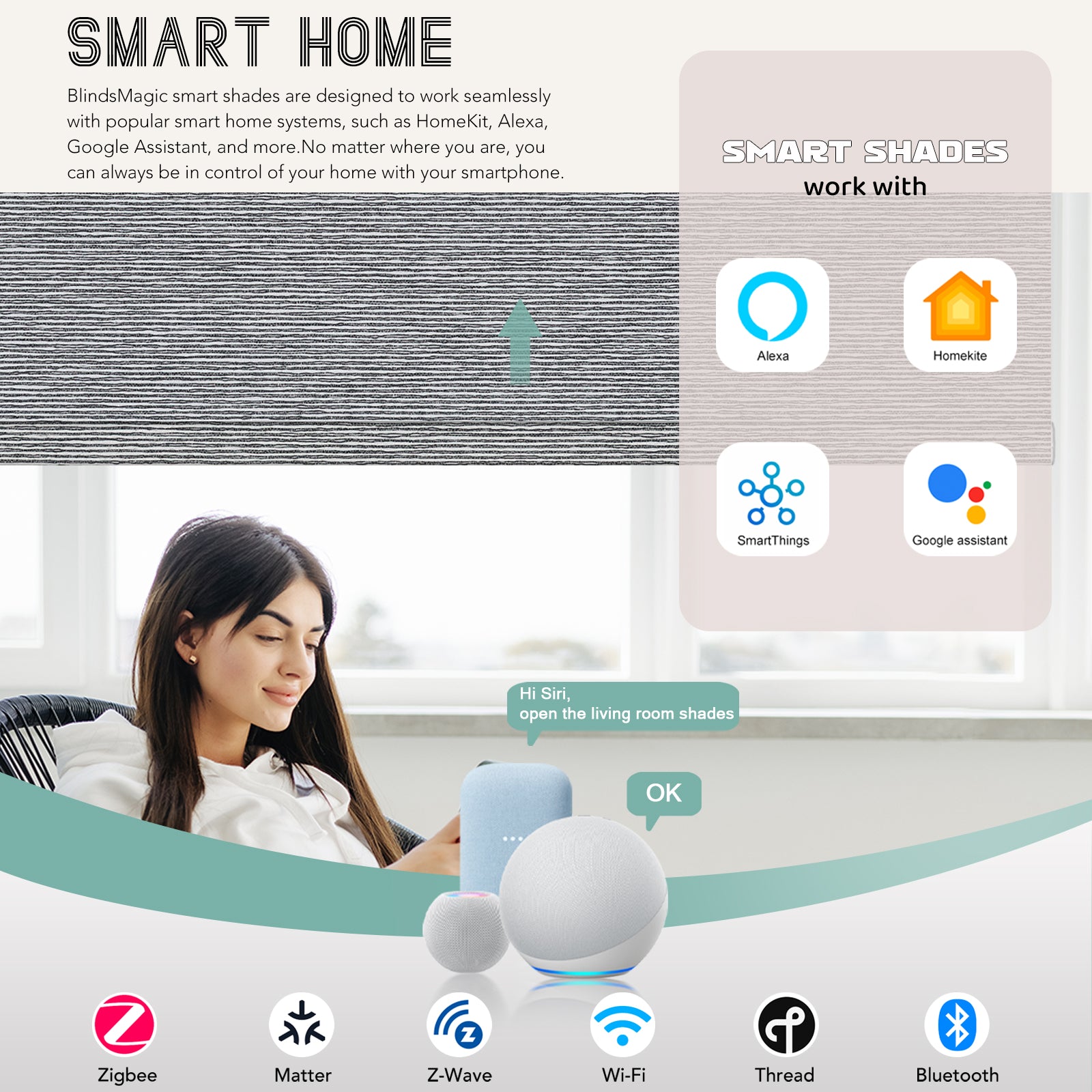 BlindsMagic Smart Motorized Roller Shades 100%