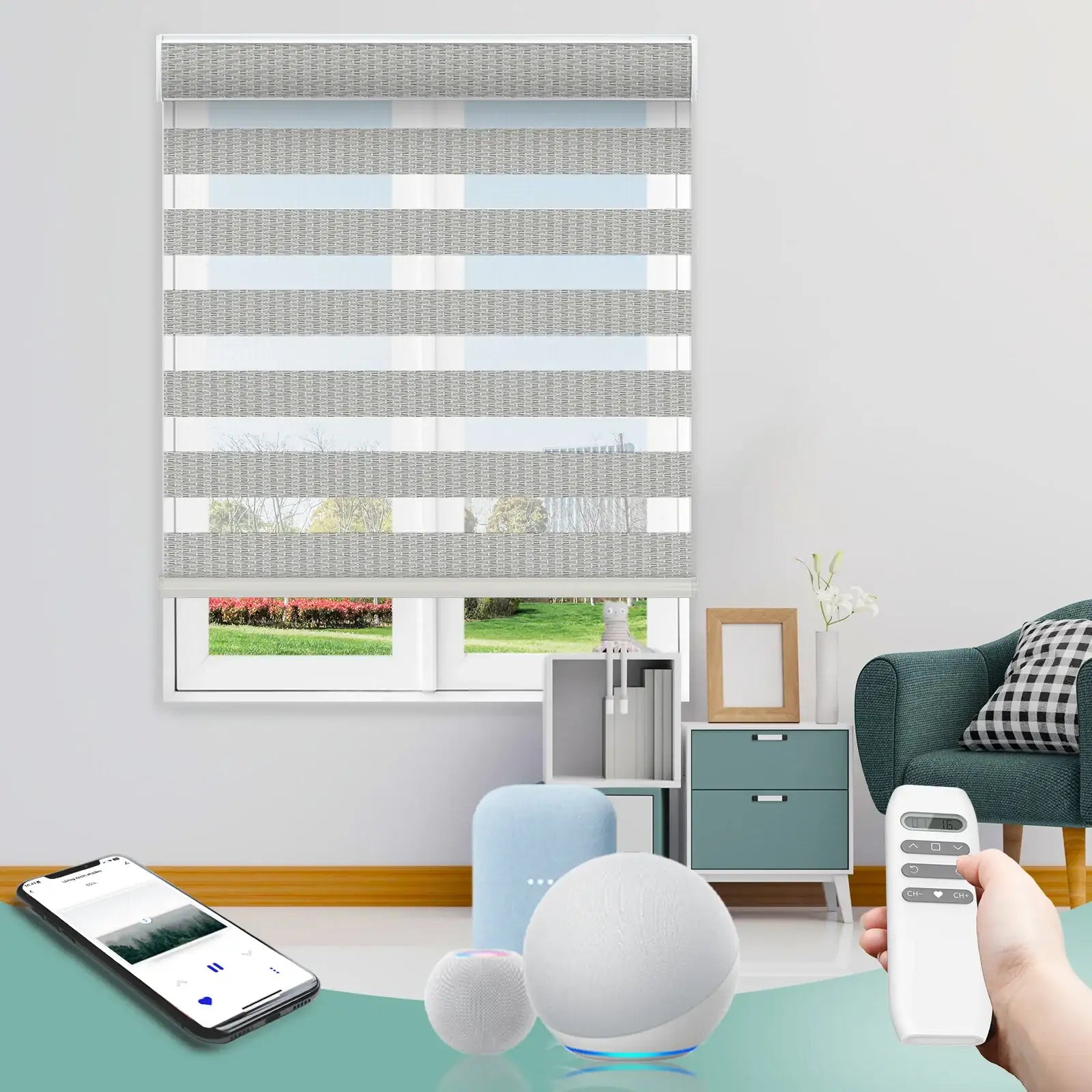 BlindsMagic Motorized Zebra Shades Galaxy app remote control smart home – zebra shades