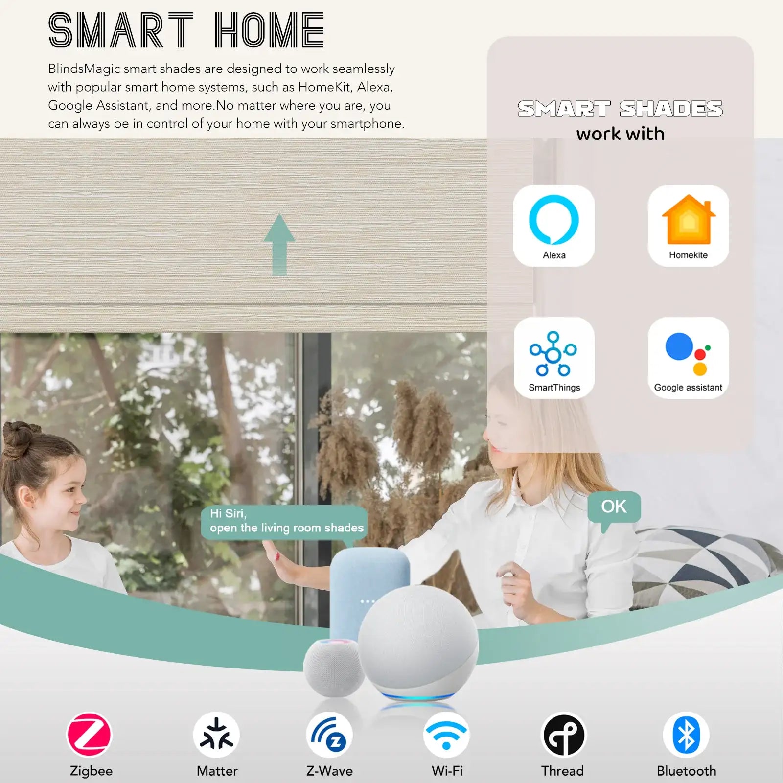 BlindsMagic Smart Motorized Roller Shades 100% Blackout Breeze – Alexa Siri Google SmartThings