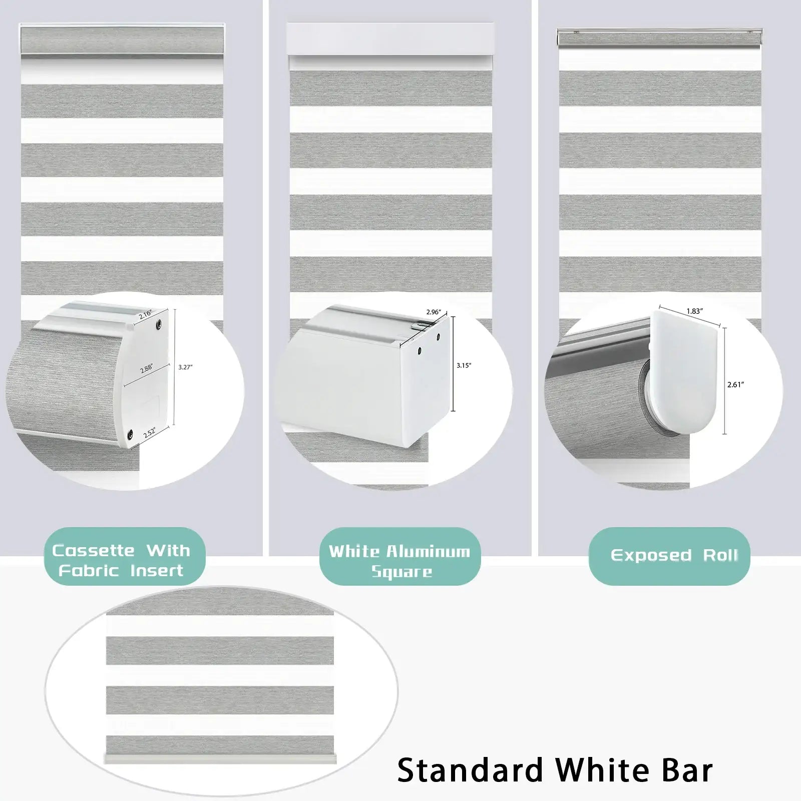 BlindsMagic Motorized Zebra Shades headrail options cassette aluminum exposed roll – zebra shades