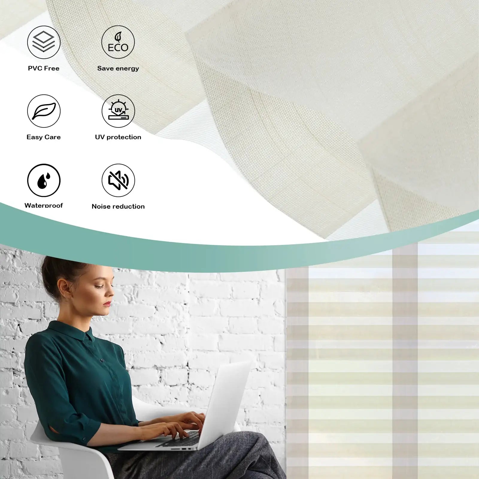 BlindsMagic Sheer Shades 85% Blackout Linen Fabric – PVC Free UV Protection Waterproof Noise Reduction Easy Care