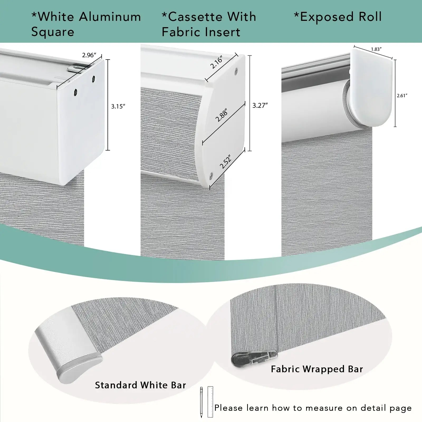 BlindsMagic motorized roller shades valance options aluminum square cassette fabric insert exposed roll