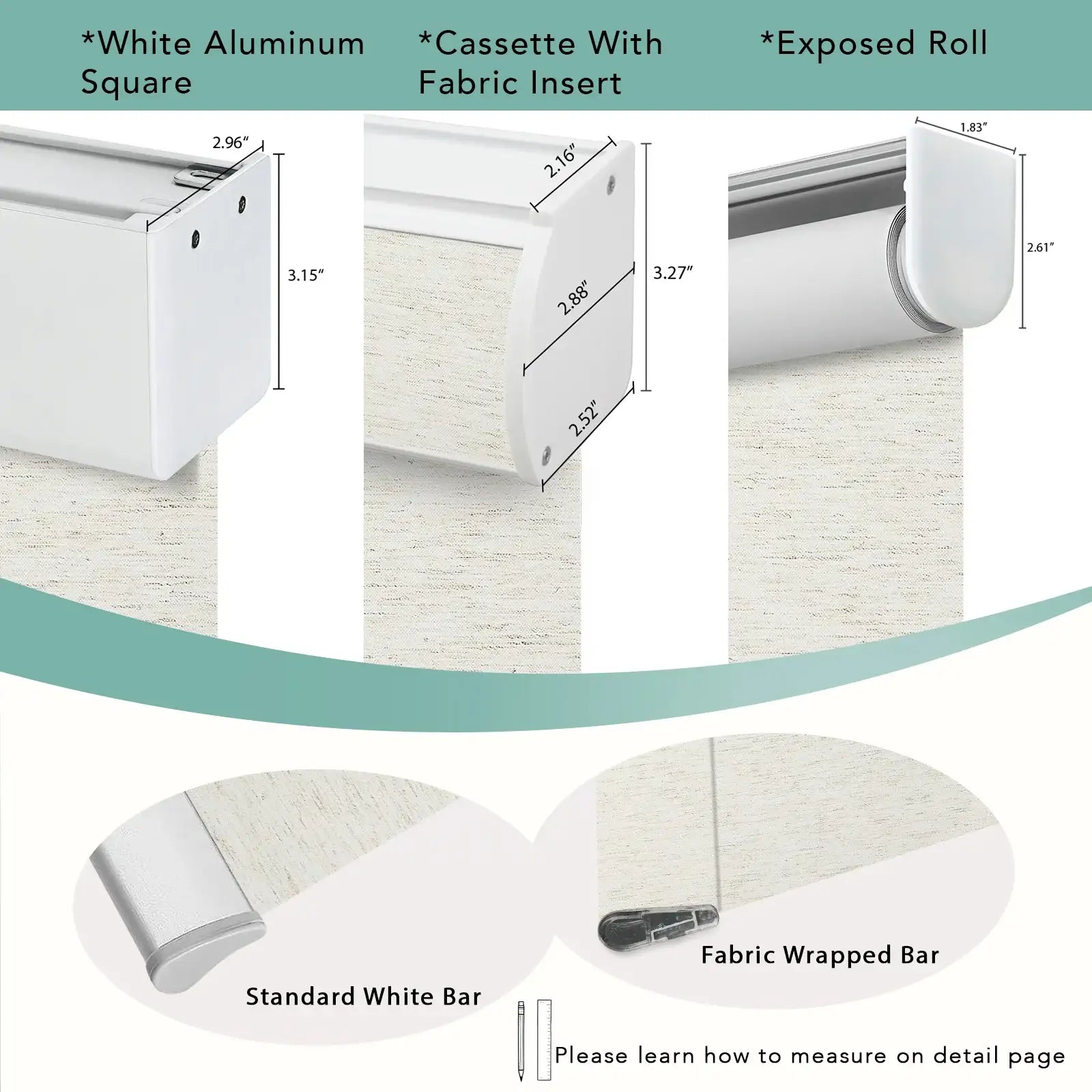 BlindsMagic motorized roller shades headrail options aluminum cassette exposed roll