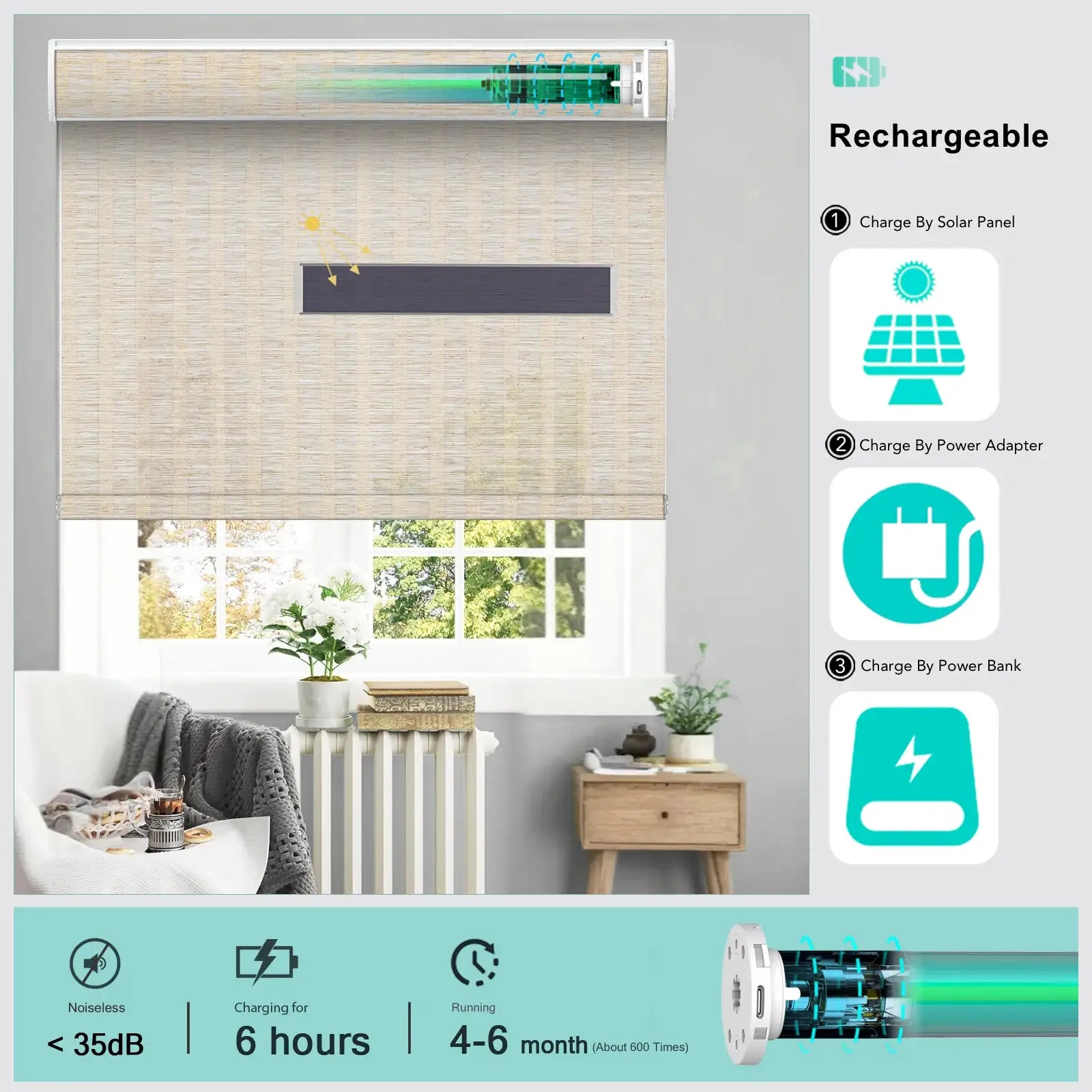 BlindsMagic Motorized Bamboo Shades Naturl Alexa Google HomeKit SmartThings – electric blinds for windows