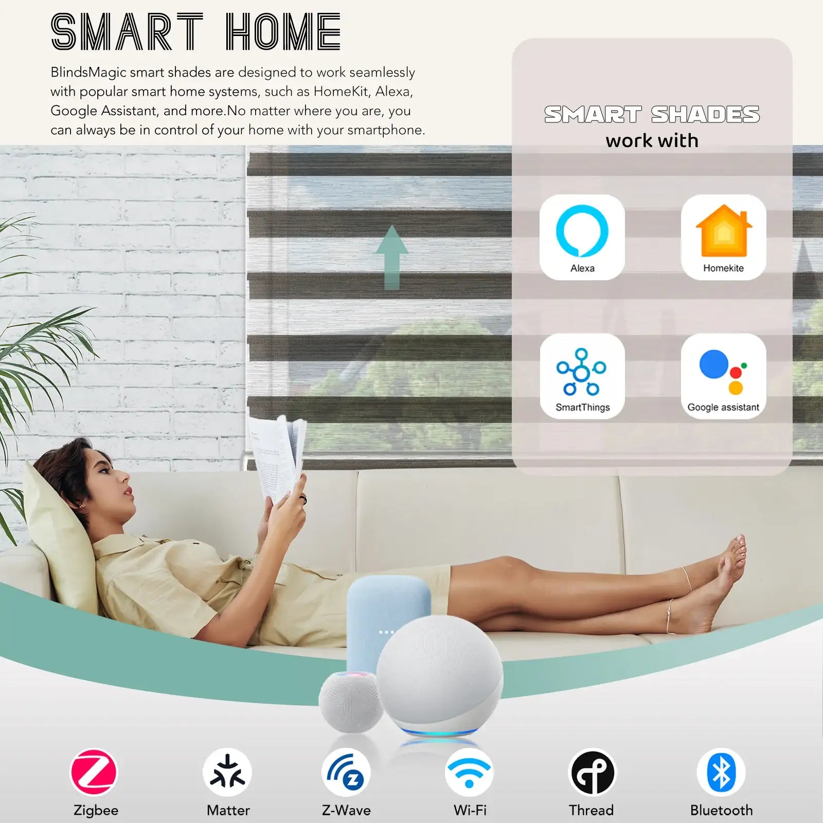 BlindsMagic Motorized Sheer Shades Smart Home Compatible – Alexa HomeKit Google SmartThings Zigbee Matter