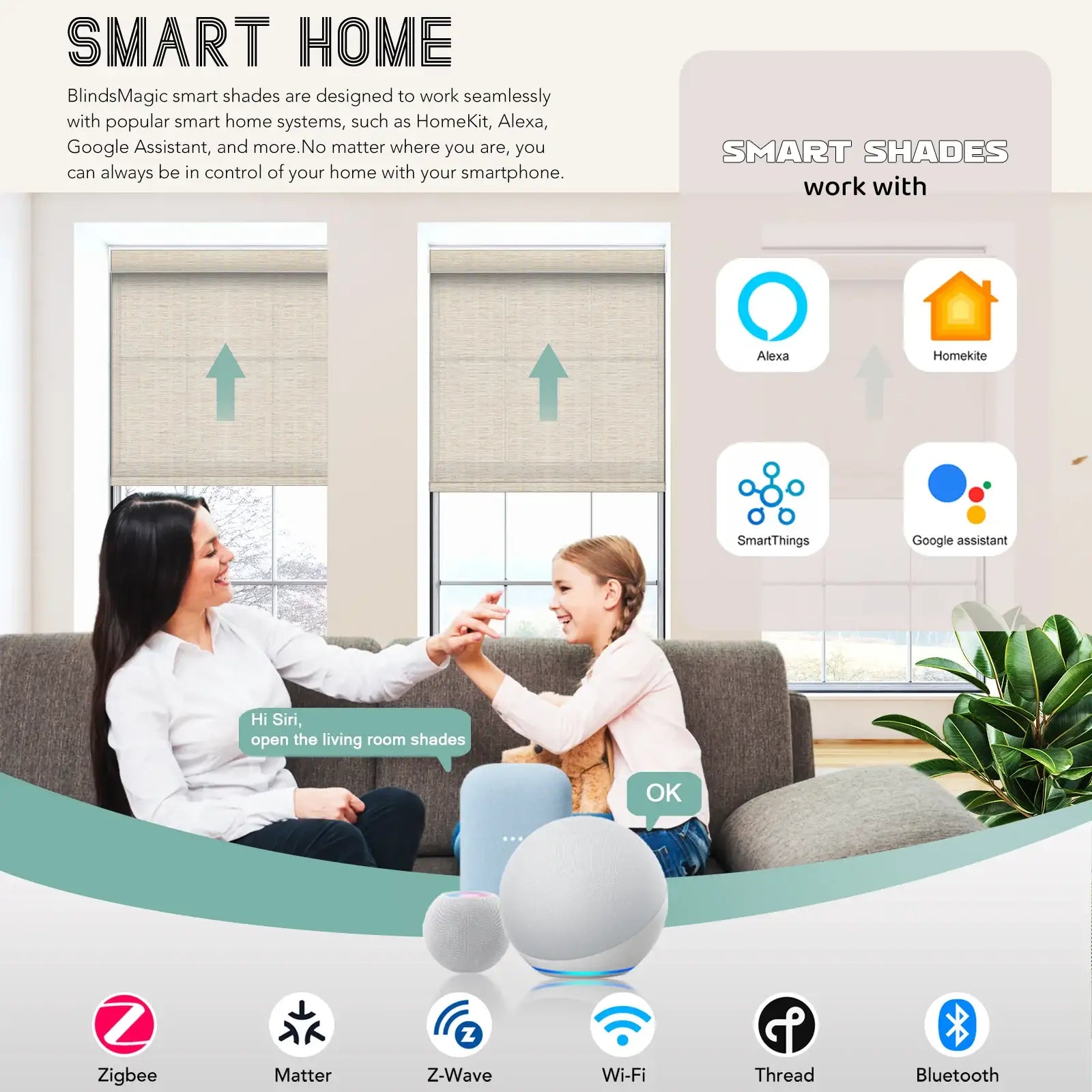BlindsMagic Motorized Bamboo Shades Naturl Alexa Google HomeKit SmartThings – electric blinds for windows