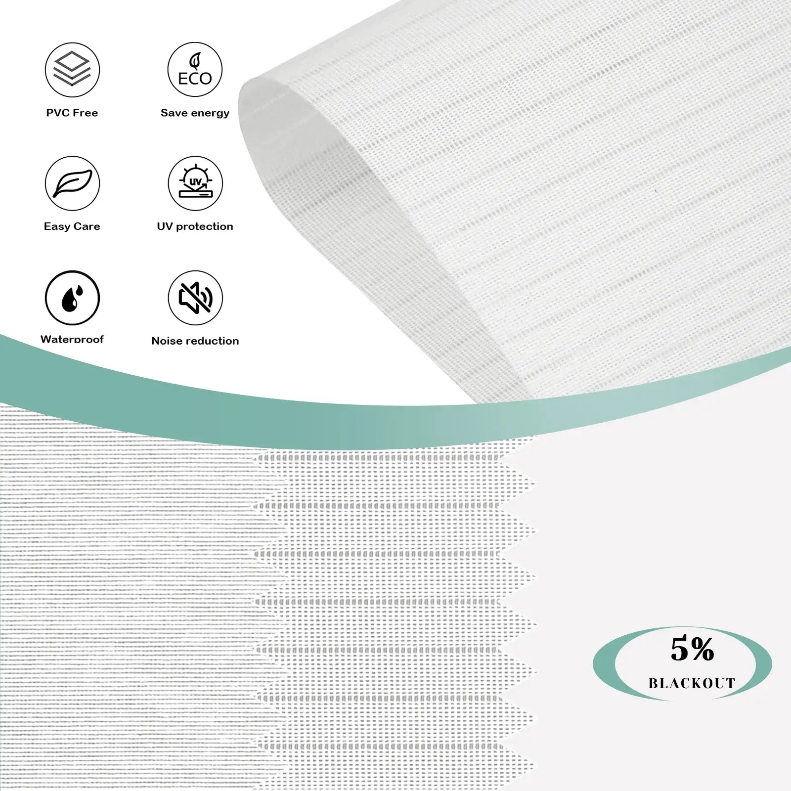 BlindsMagic Smart Motorized Roller Shades 5% Blackout Chiffon – PVC Free UV Protection Waterproof Energy Saving