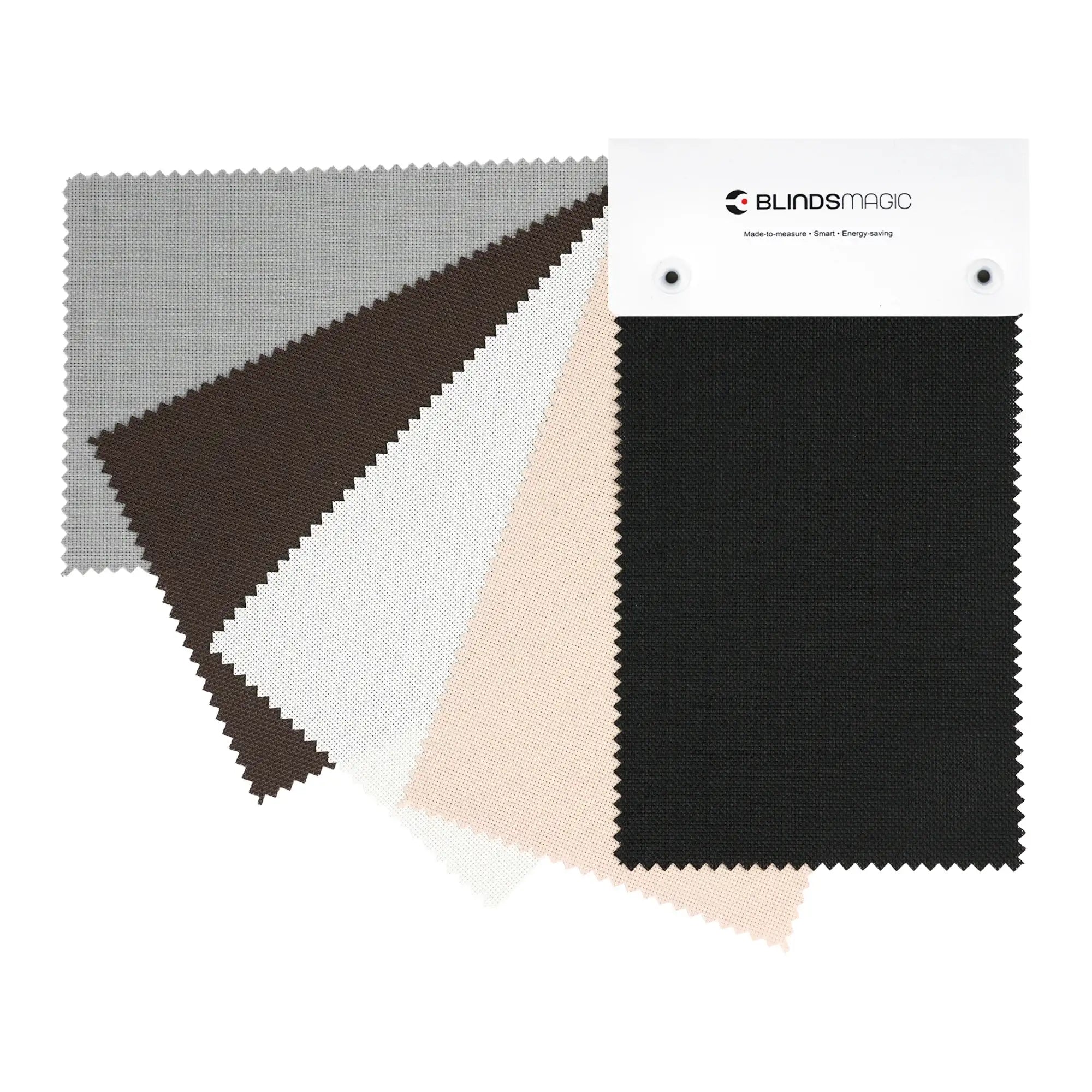 BlindsMagic Outdoor Shades Fabric Samples – UV-Blocking Sunscreen Swatch Colors Gray Brown White Beige Black