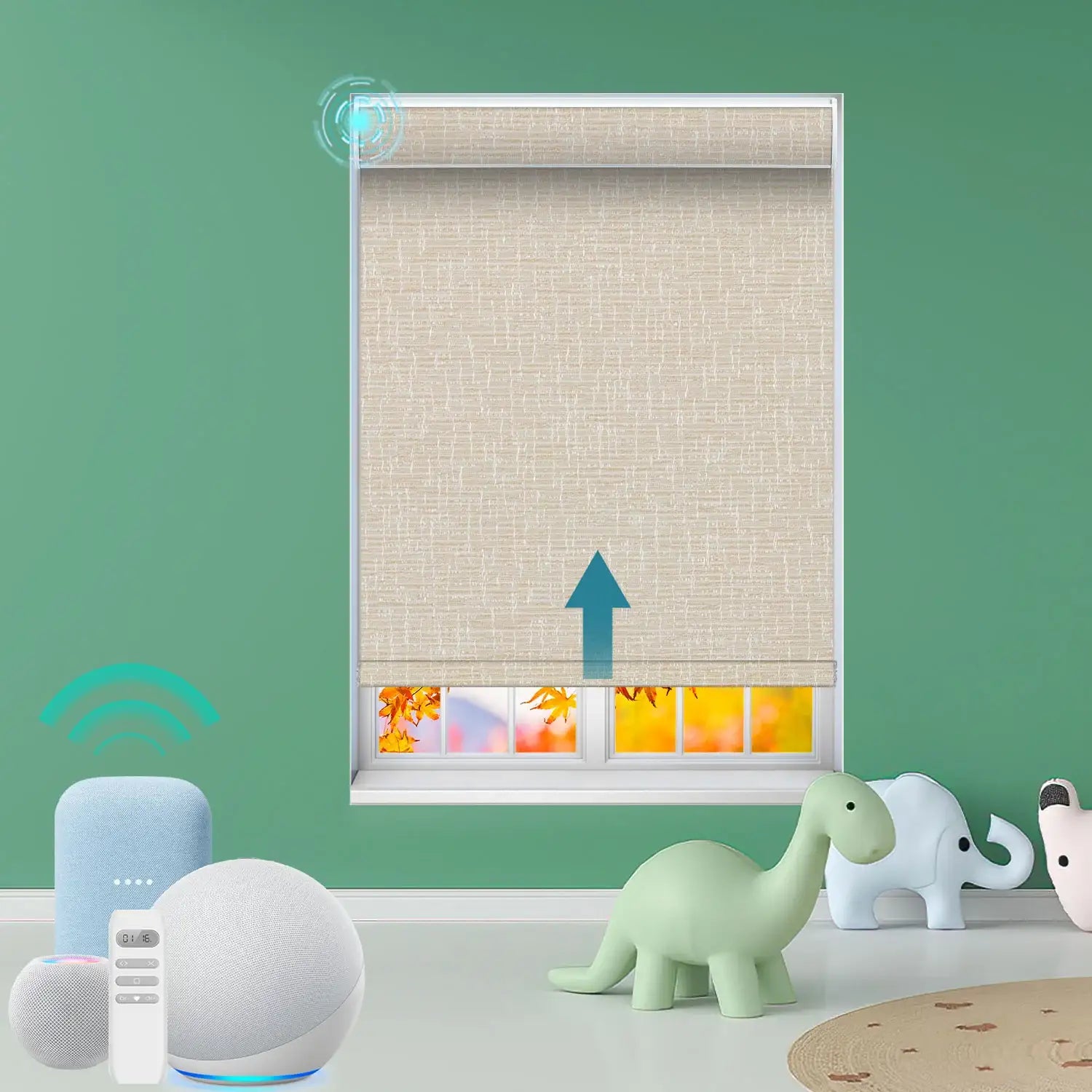 BlindsMagic Motorized Roller Shades 100% Blackout Melody – Electric Blinds for Windows Kids Room Alexa Control