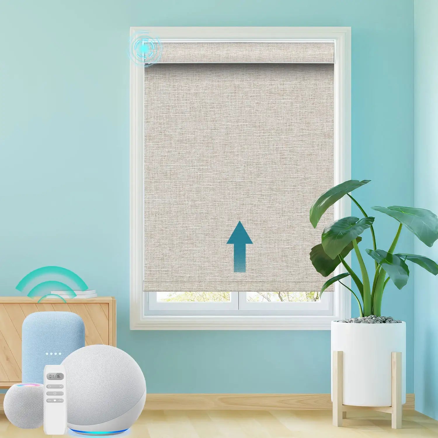 BlindsMagic motorized roller shades 100% blackout Whimsy smart home living room-Whimsy