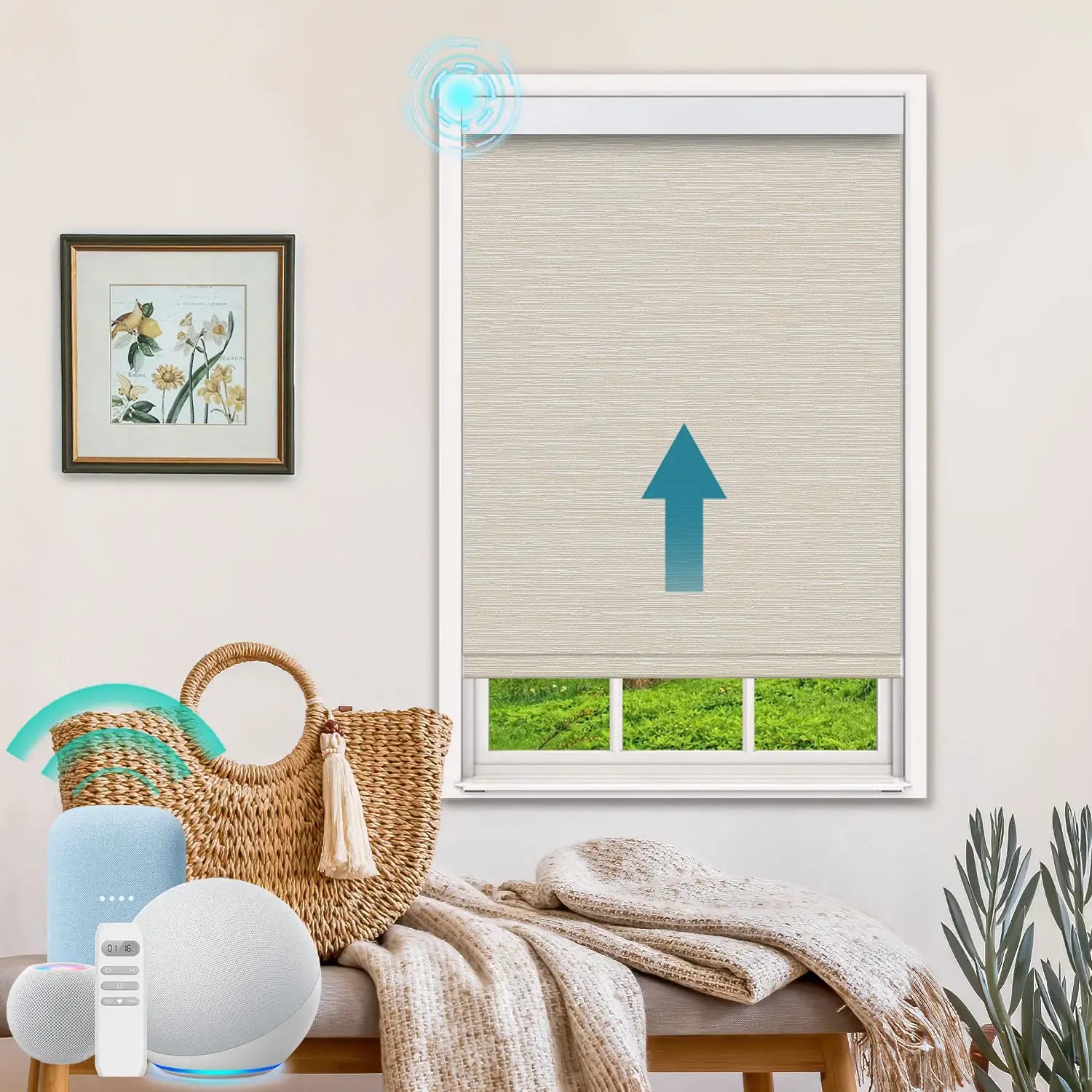 BlindsMagic Smart Motorized Roller Shades 100% Blackout Breeze – Voice Control Smart Home