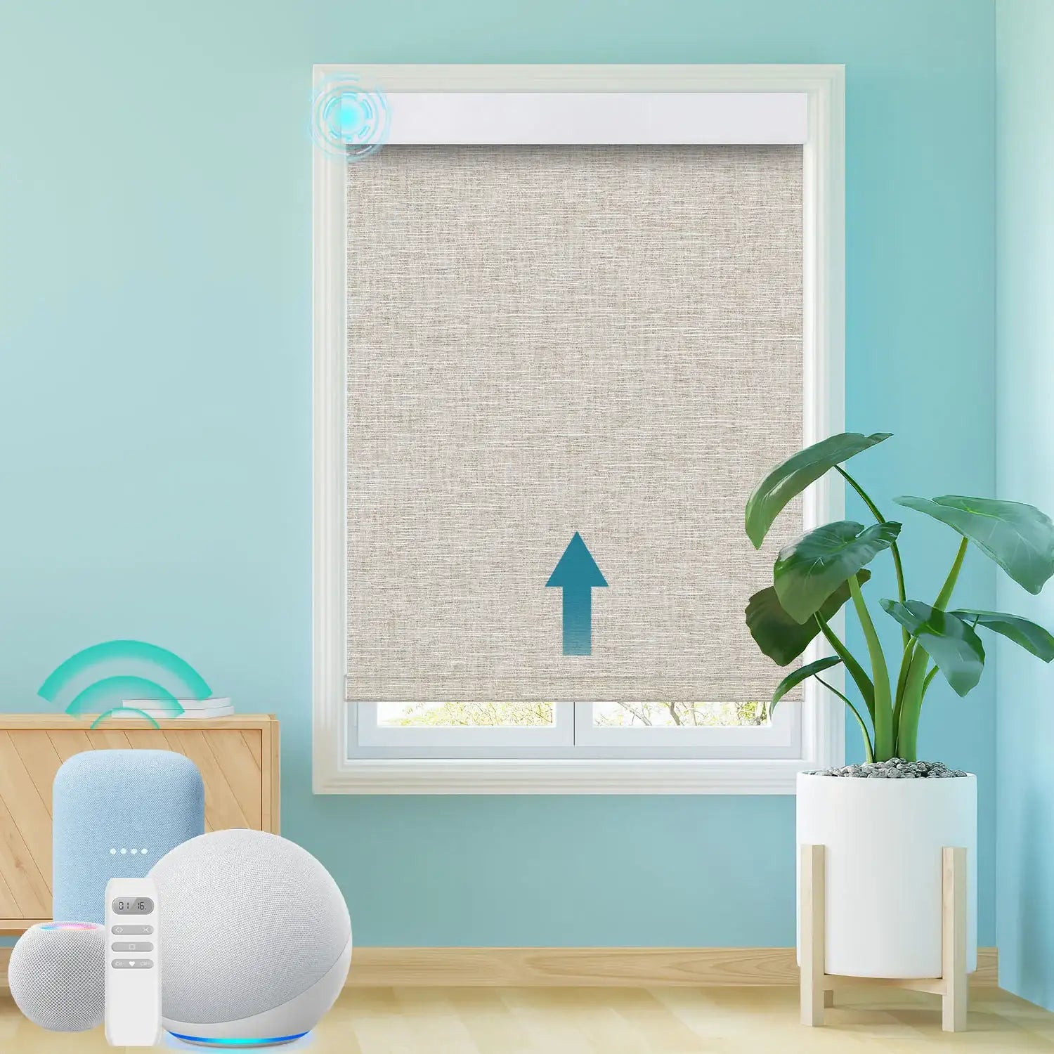BlindsMagic motorized roller shades 100% blackout Whimsy smart home remote control