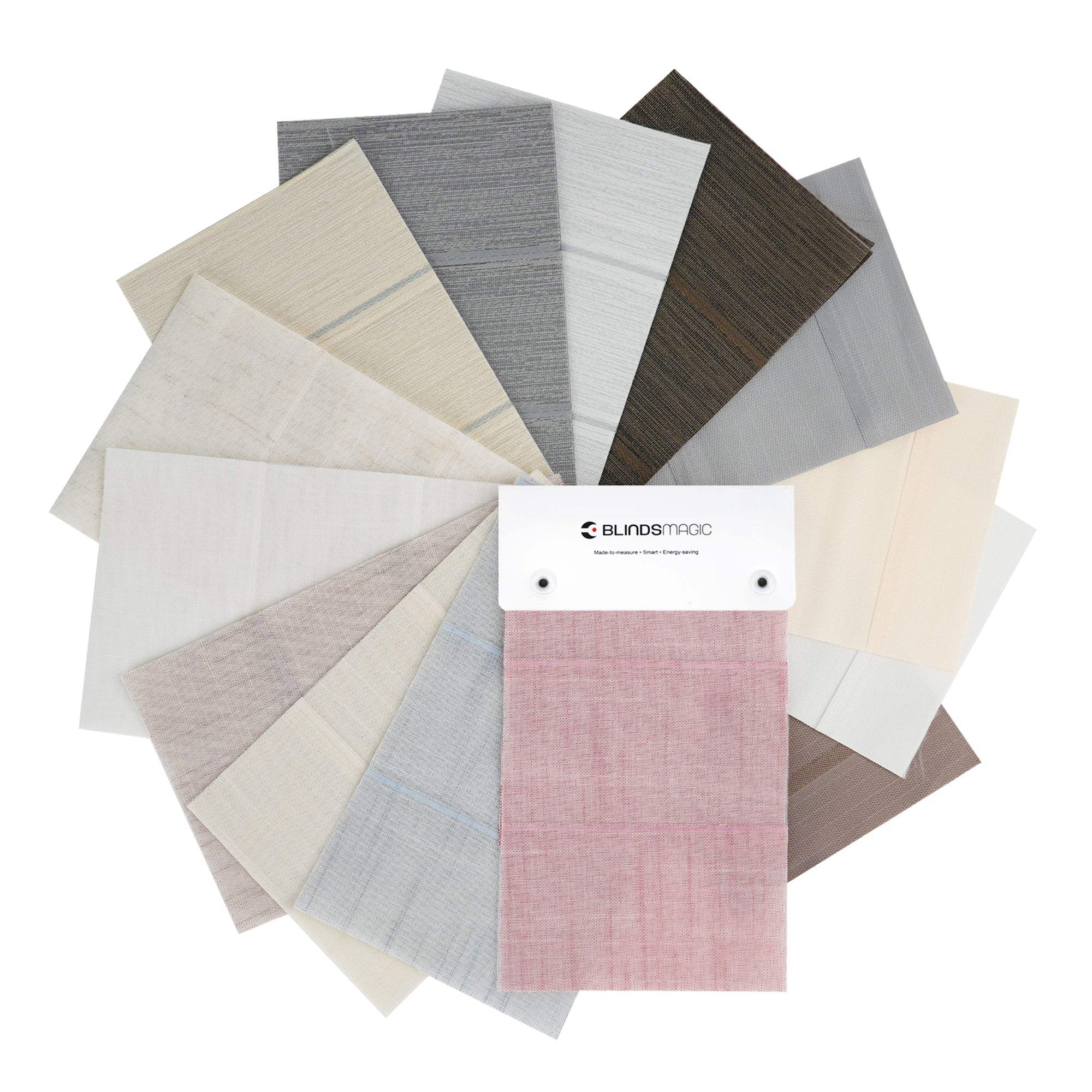 BlindsMagic Sheer Shades Fabric Samples – Light Filtering Blackout Swatch Colors Linen Gray Beige Pink Brown