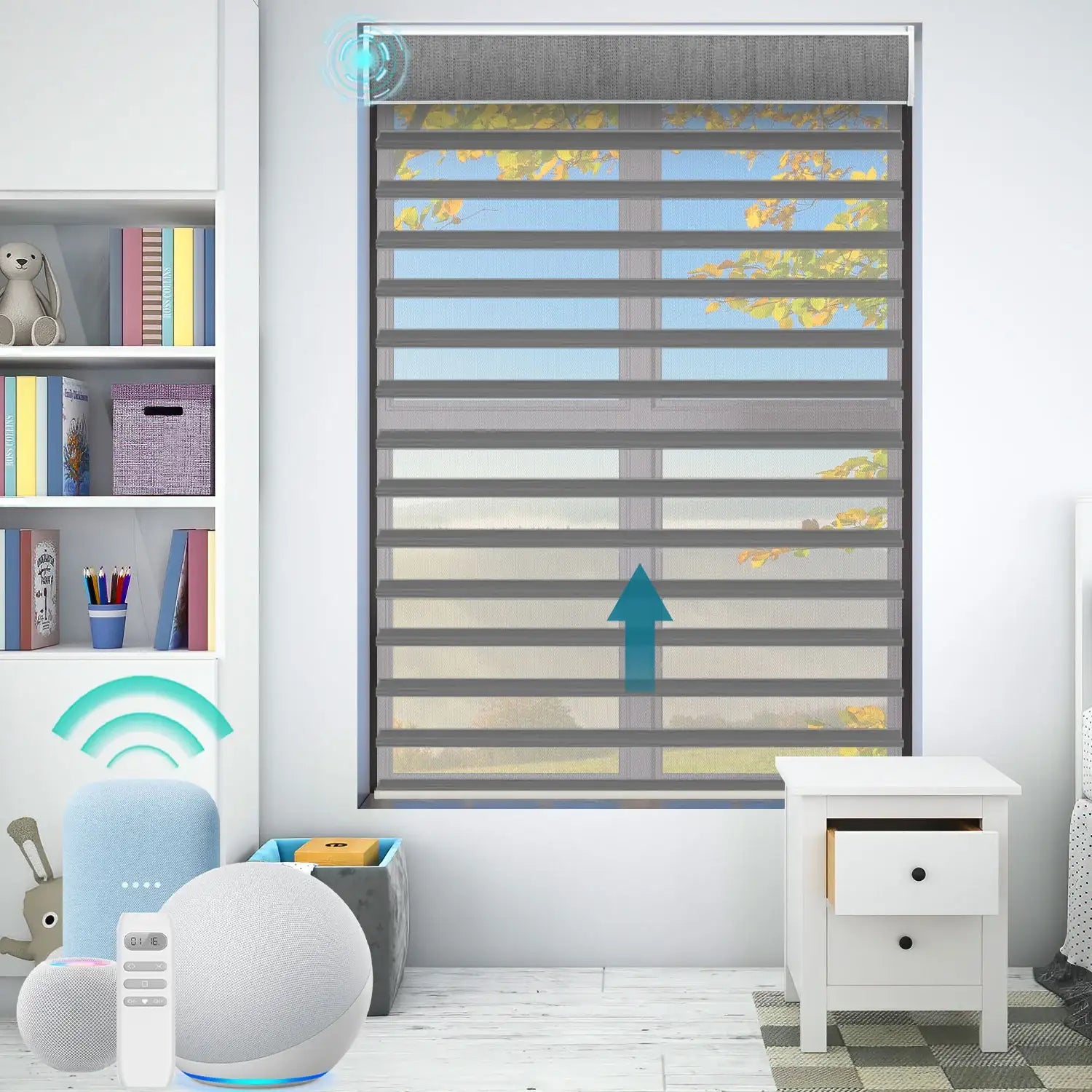 BlindsMagic Smart Motorized Sheer Shades 85% Blackout Linen – Alexa Voice Control Kids Room