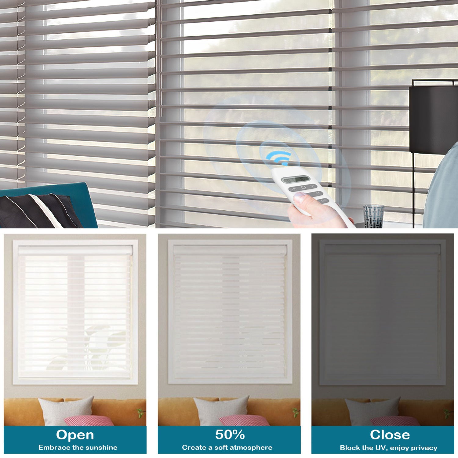 BlindsMagic Smart Motorized Sheer Shades 85% Blackout Classic - BlindsMagic