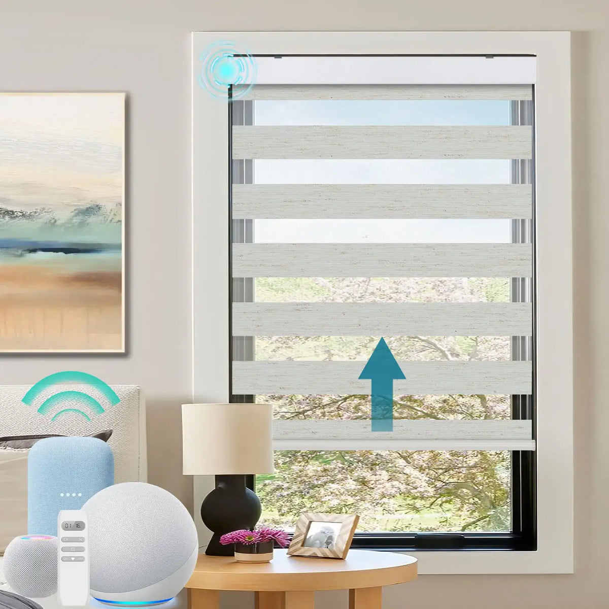 Zebra Dual Roller Blinds With Valance - Horizontal Window Shades, Blackout, 27" X 69"