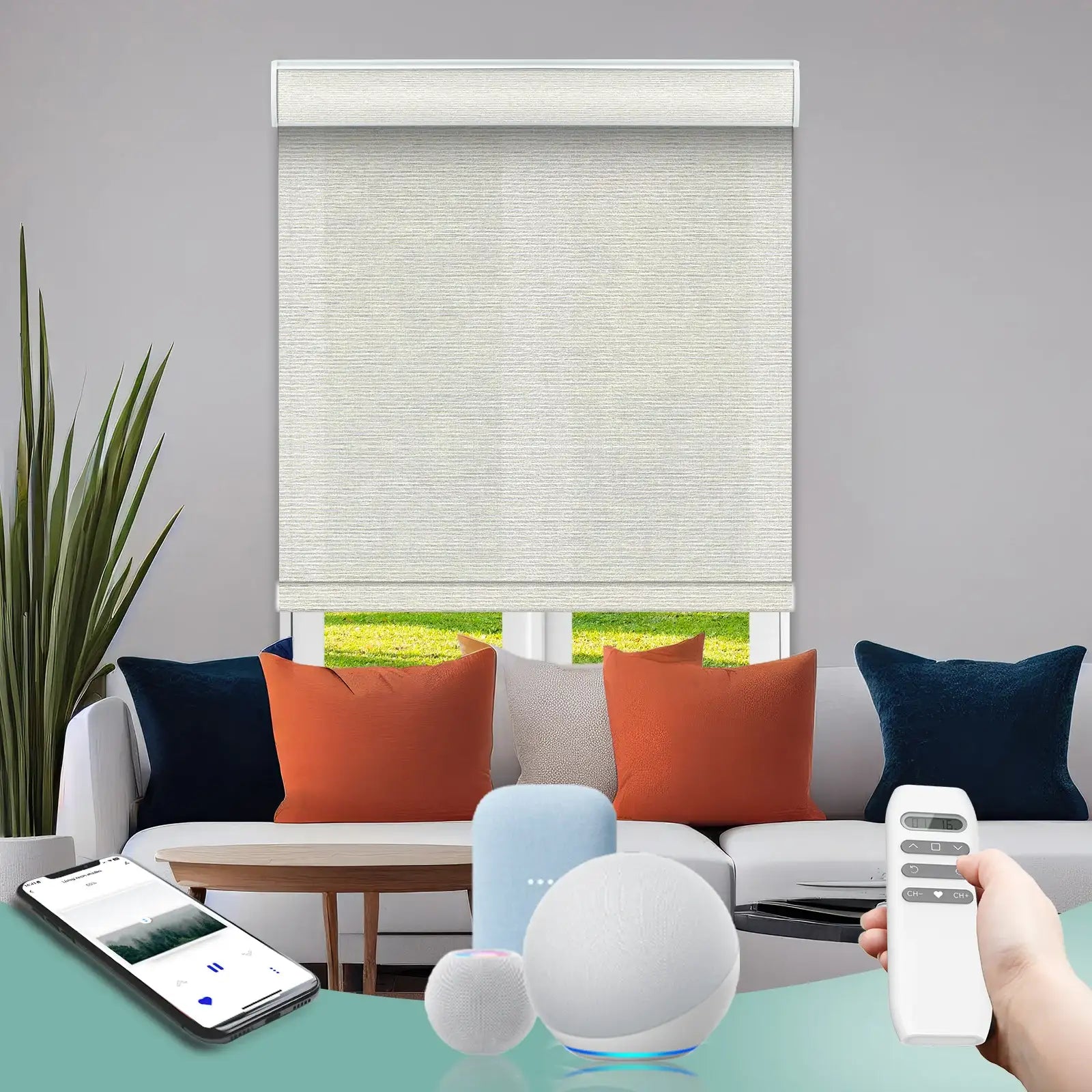 Motorized Roller Shades 50% Blackout Klamath – Alexa, Google