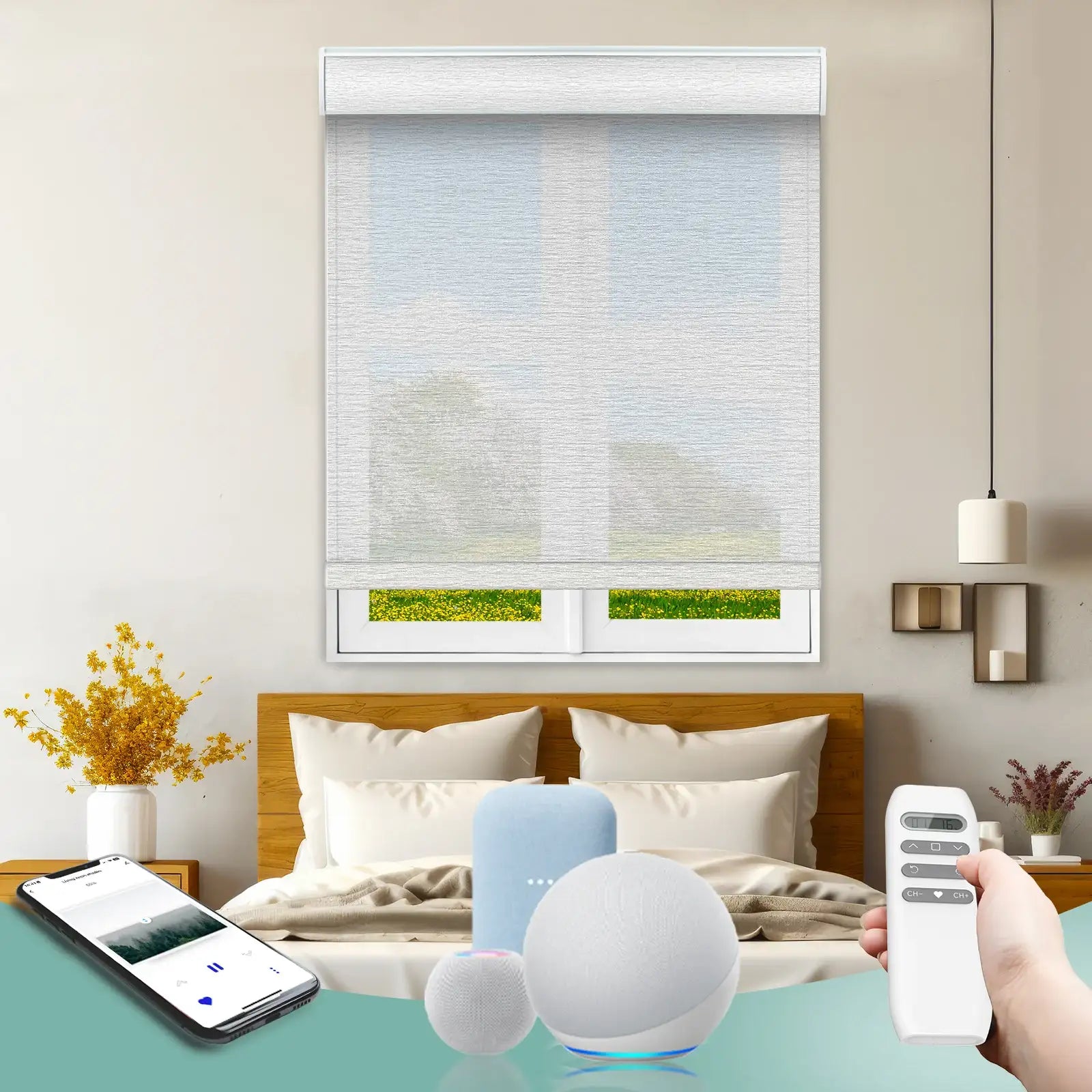 Motorized Roller Shades 50% Blackout Klamath – Alexa, Google