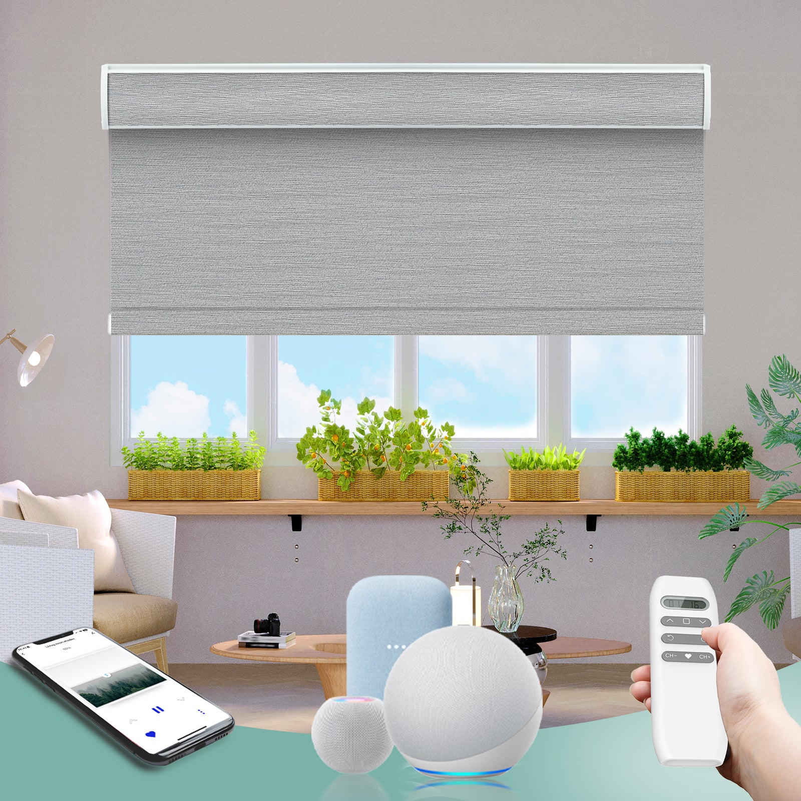 Illustration of Green Smart Home Window Treatments