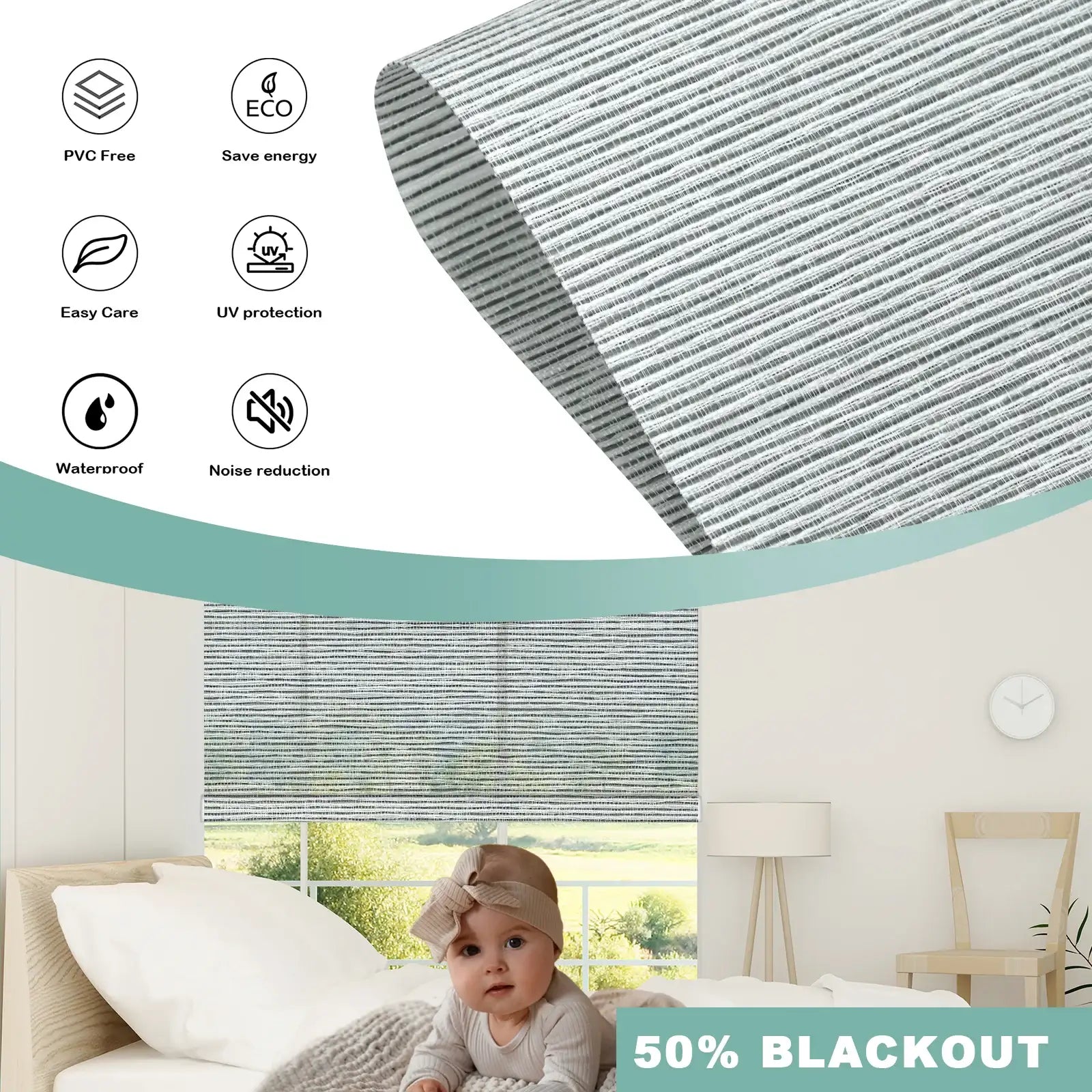 Motorized Roller Shades 50% Blackout Klamath – Alexa, Google