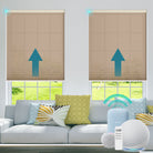 BlindsMagic light filtering shades enhancing living room decor with diffused natural sunlight.