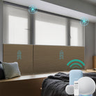 Smart home motorized cellular blinds by BlindsMagic controlled by Alexa and Google Home.